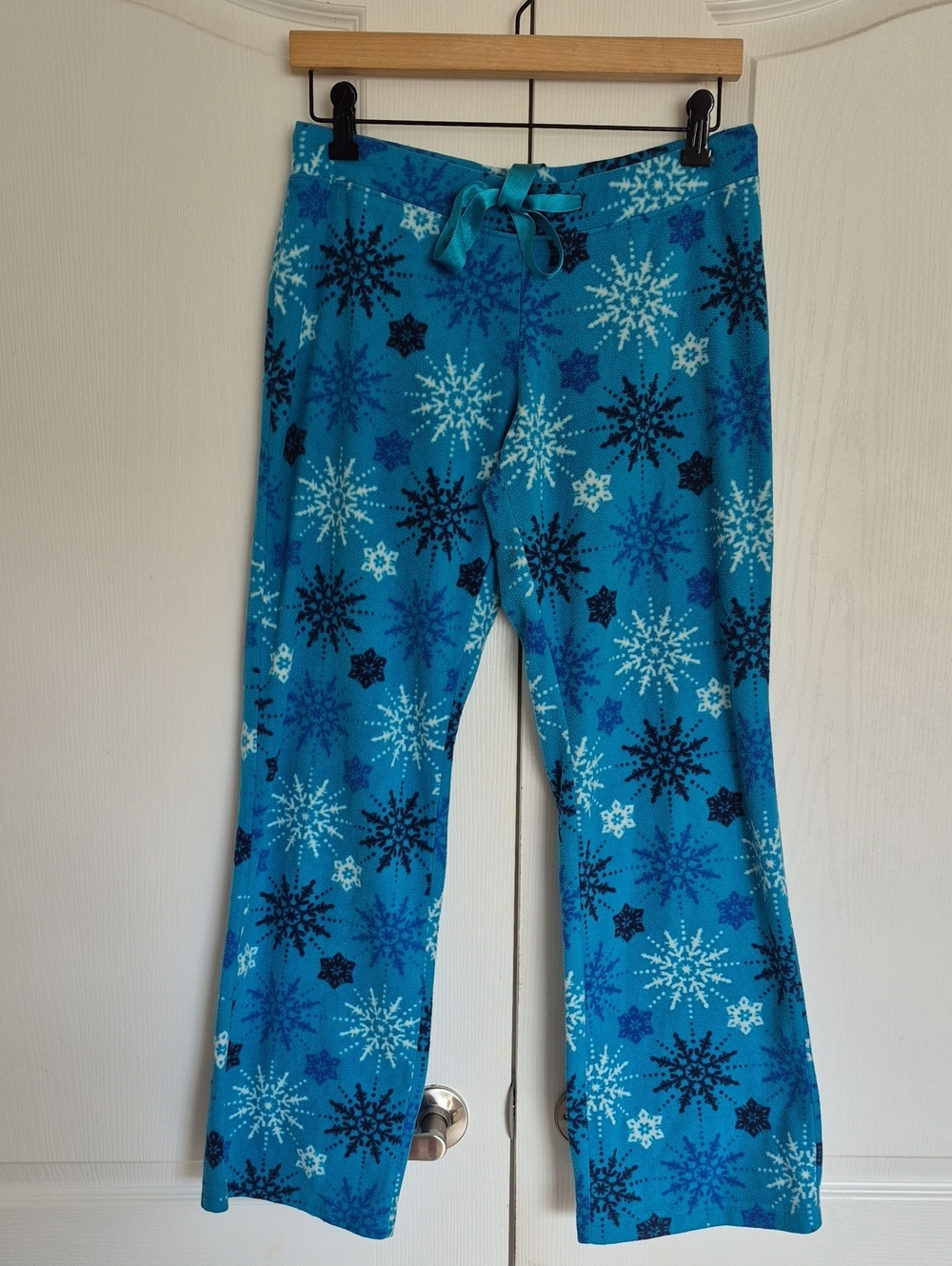 Old Navy Turquoise Blue Christmas Snowflake Pyjama Pants 100 % Polyester Small